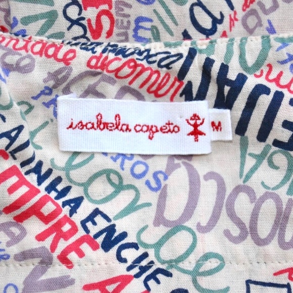 ISABELA CAPETO Portuguese Word Print Beaded Halter Dress - Sz M - Picture 11 of 11